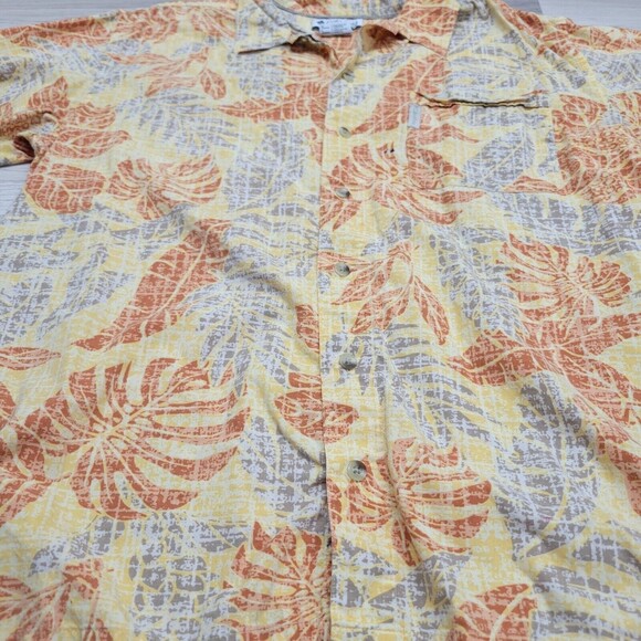 COLUMBIA Mens Yellow Orange Hawaiian Palm Leaf Print Size Large - Picture 2 of 5